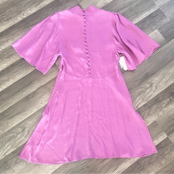 Free People Be My Baby Ruched Front Elbow Sleeve Dress Size 8 Pink - Picture 9 of 11